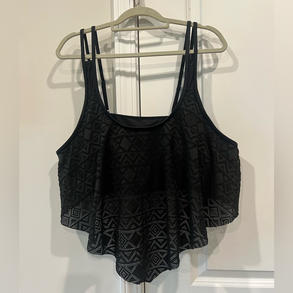 Plus Size Black Geometric Swimsuit